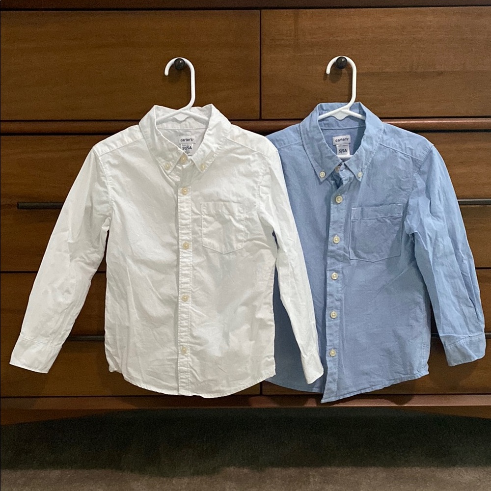 Carter's White and Blue Button Down Shirts Classic Oxford Style